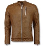 Enos Faux Leather Jacket For Men - Brown