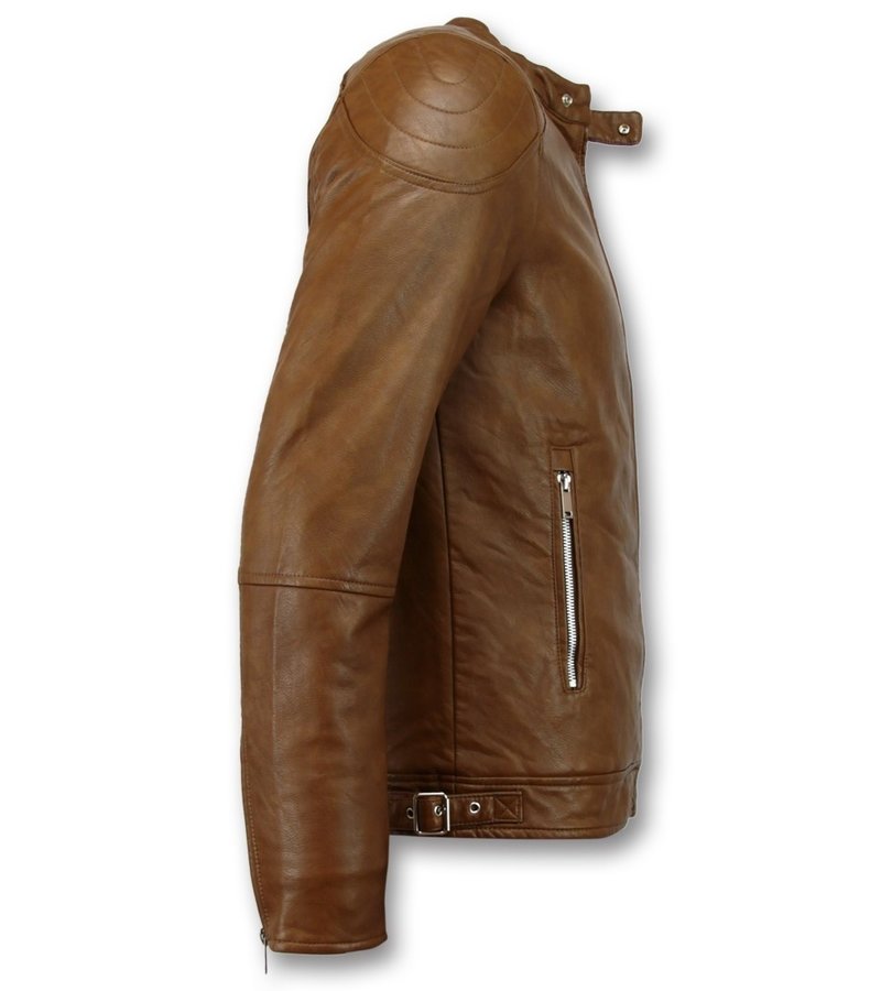 Enos Faux Leather Jacket For Men - Brown