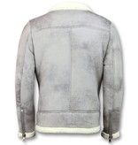 Frilivin Men Imitation Fur Coat  - Lammy Coat Winter Jacket - Grey