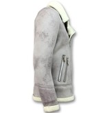 Frilivin Men Imitation Fur Coat  - Lammy Coat Winter Jacket - Grey