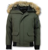 Enos Fur Collar Short Men's Winter Jacket - Green