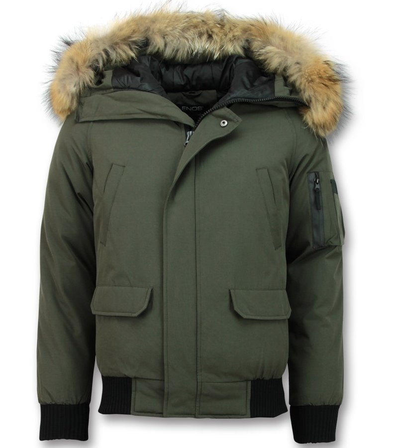 Enos Fur Collar Short Men's Winter Jacket - Green