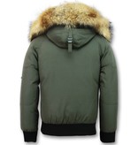 Enos Fur Collar Short Men's Winter Jacket - Green