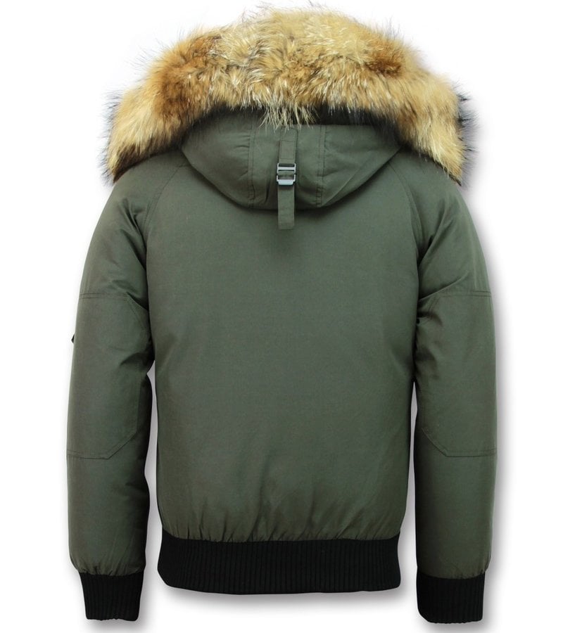 Enos Fur Collar Short Men's Winter Jacket - Green