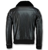 Wareen W Pilot Leather Jacket For Men - Black
