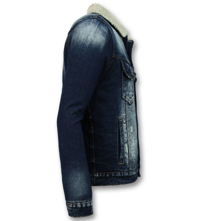 Men's Denim Jacket Sherpa Black-Blue OZONEE NB/MJ513BSZ - Men's Clothing |  Ozonee