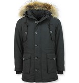 Tony Backer Men Winter Jacket Long  Fur Collar - Black