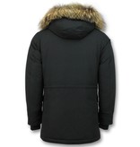 Tony Backer Men Winter Jacket Long  Fur Collar - Black