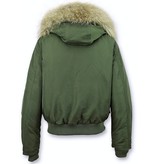 Macleria Fur Collar Women Winter Coat Short - Green