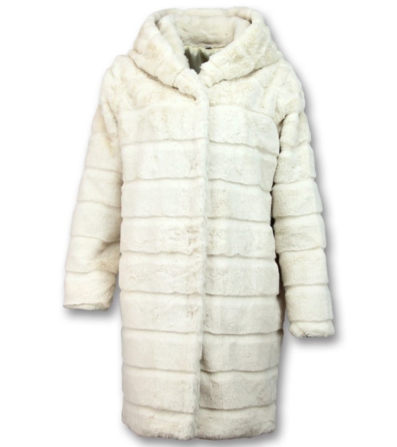 Save Style Women Fur Coat Long - White