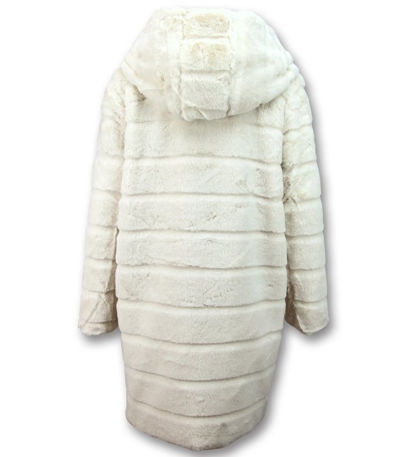 Save Style Women Fur Coat Long - White