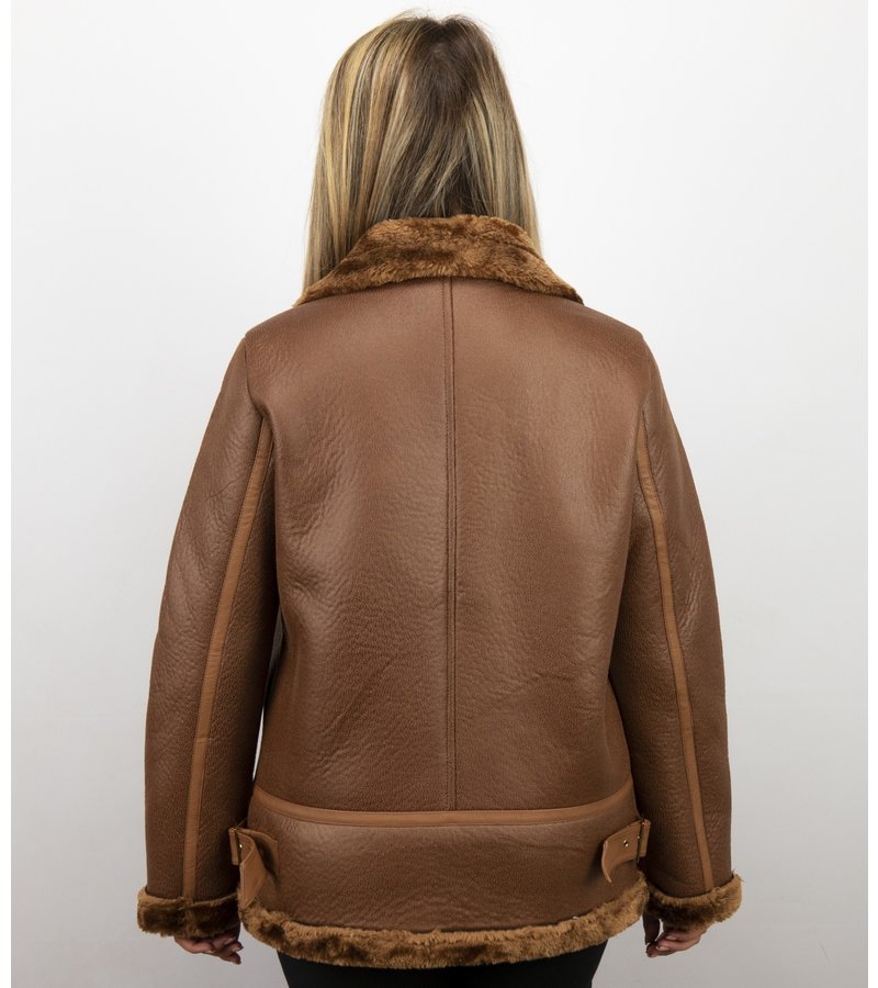 Z-design Shearling Lammy Coat For Ladies - Brown