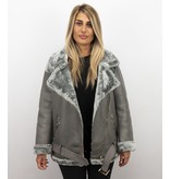 Z-design Shearling Lammy Coat For Ladies - Grey