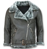 Z-design Shearling Lammy Coat For Ladies - Grey