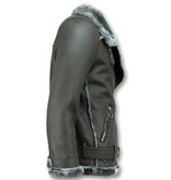 Z-design Shearling Lammy Coat For Ladies - Grey