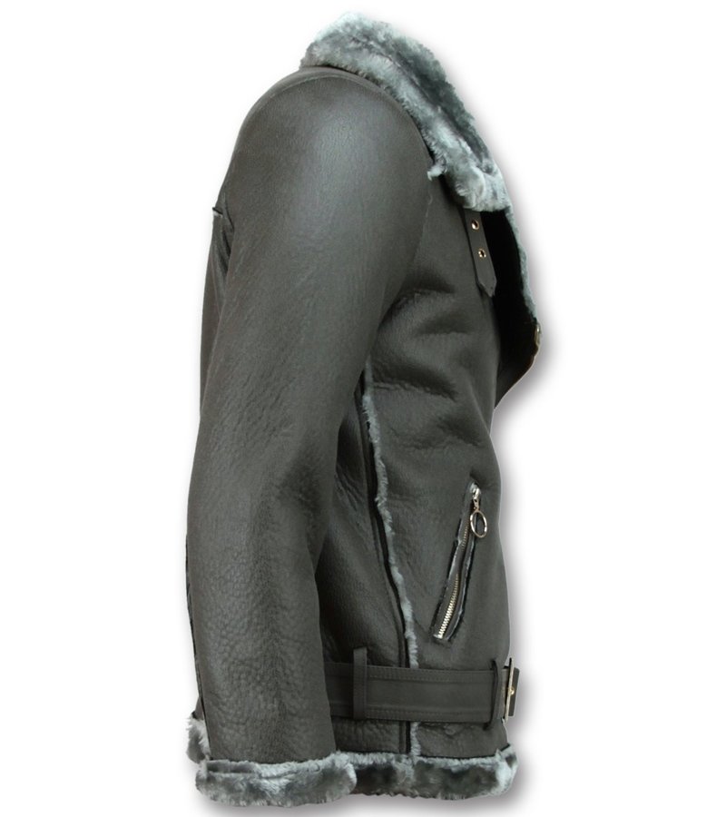 Z-design Shearling Lammy Coat For Ladies - Grey