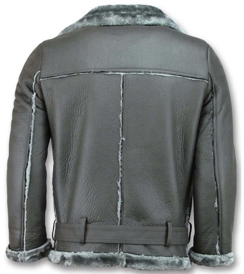 Z-design Shearling Lammy Coat For Ladies - Grey