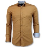 Gentile Bellini Men's Collar Shirts Plain Slim Fit - 3033 - Brown