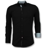Gentile Bellini Men's Collar Shirts Plain - 3036 - Black