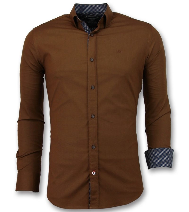 Gentile Bellini Men's Collar Shirts Plain - 3038 - Brown