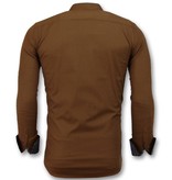 Gentile Bellini Men's Collar Shirts Plain - 3038 - Brown