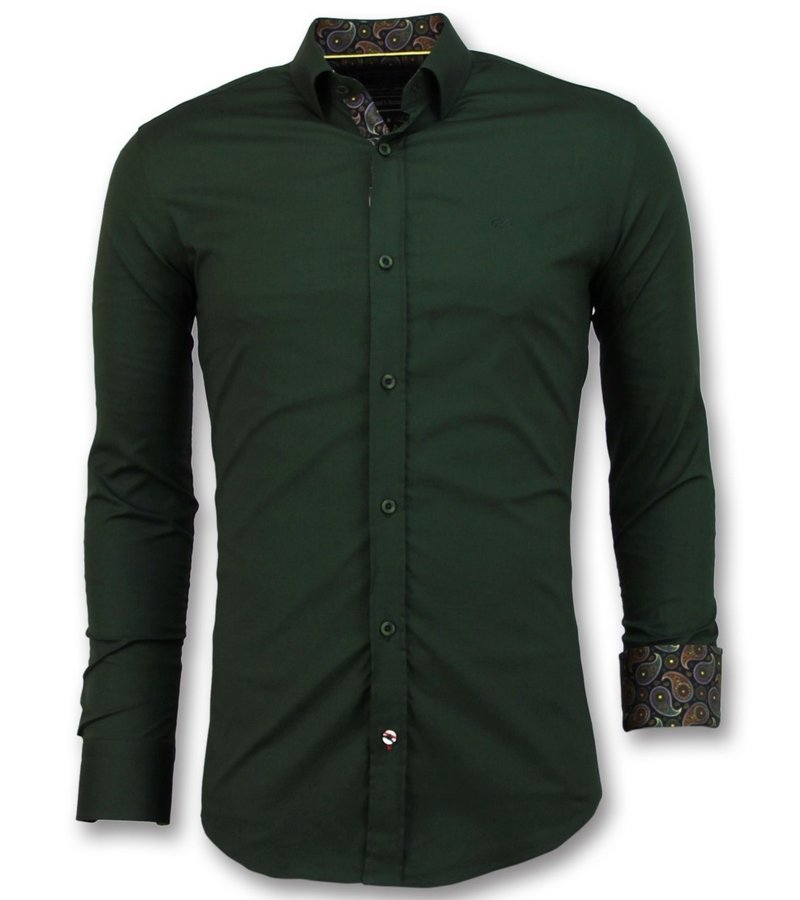 Gentile Bellini Men's Collar Shirts Plain - 3039 - Green