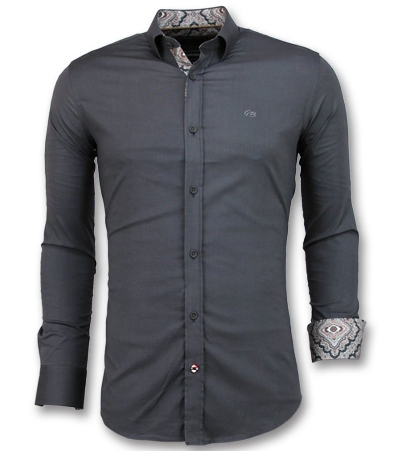 Gentile Bellini Men's Collar Shirts Plain - 3042 - Grey