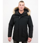 Enos Men Parka Whiter Coat Long - Black