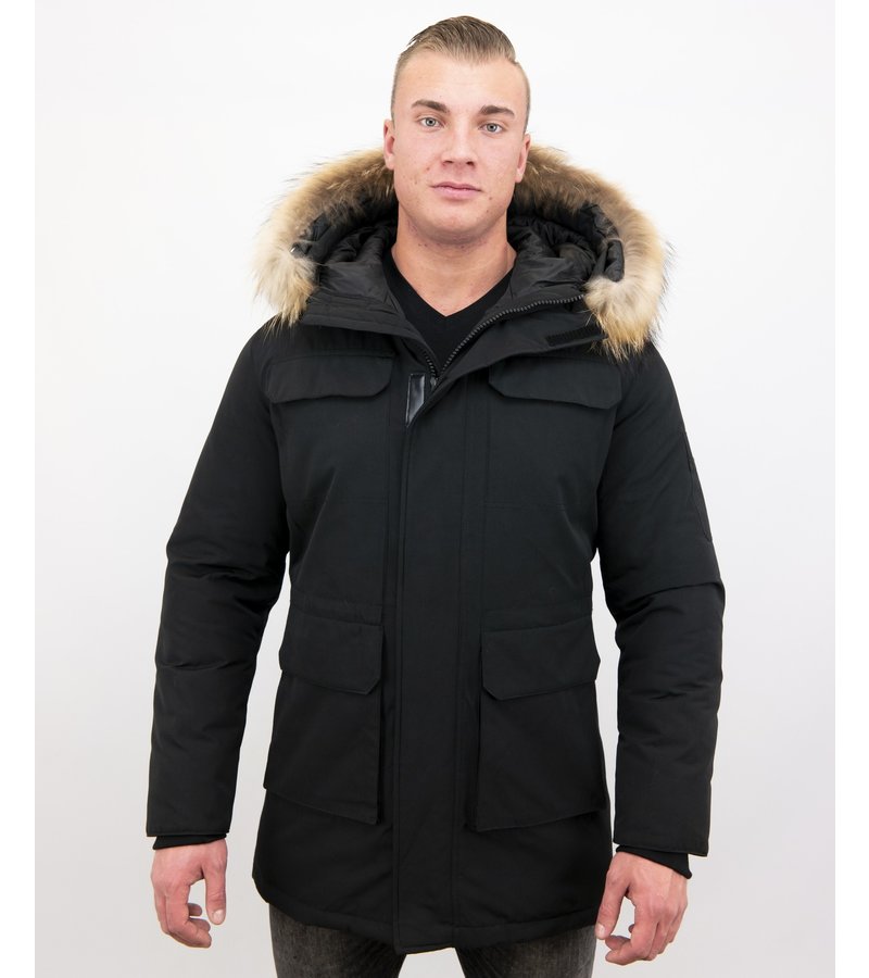 Enos Men Parka Whiter Coat Long - Black