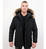 Enos Men Parka Whiter Coat Long - Black