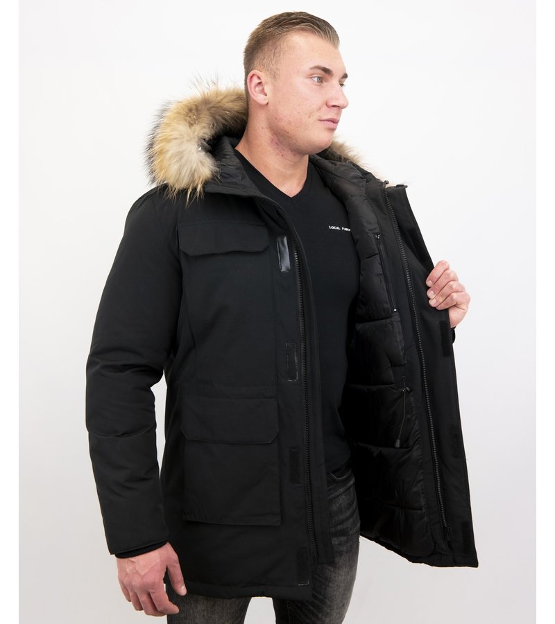 Enos Men Parka Whiter Coat Long - Black