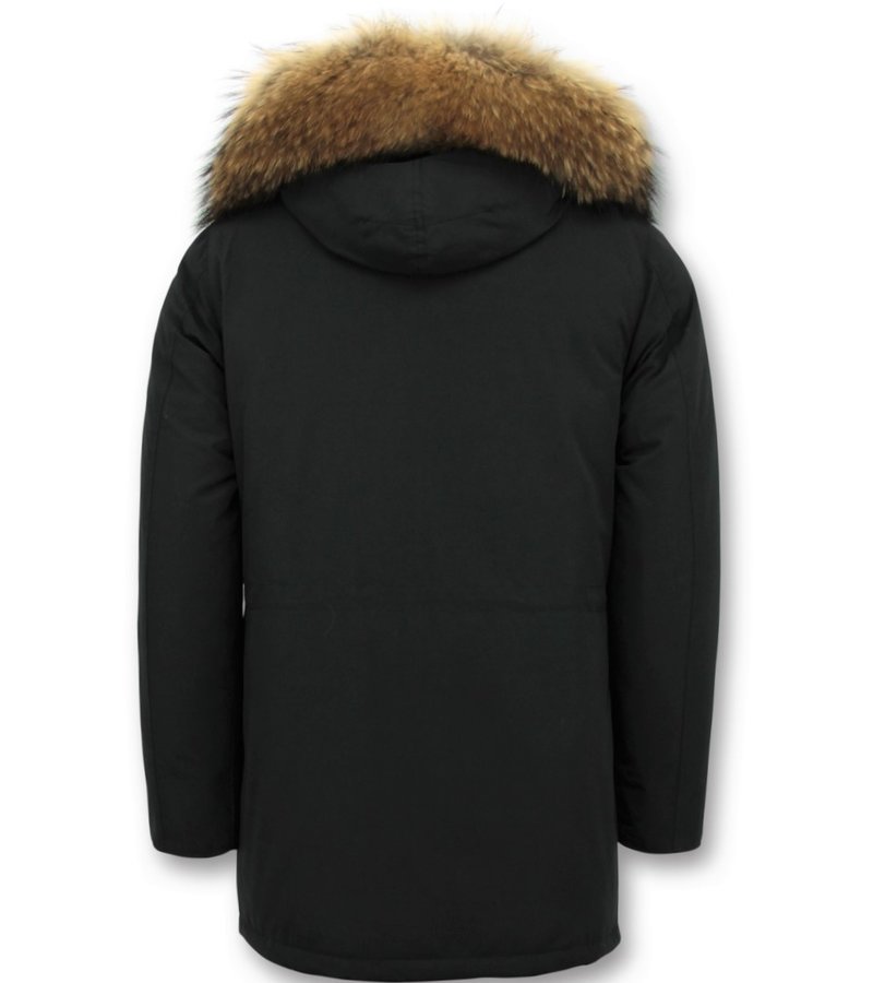 Enos Men Parka Whiter Coat Long - Black