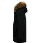 Enos Men Parka Whiter Coat Long - Black