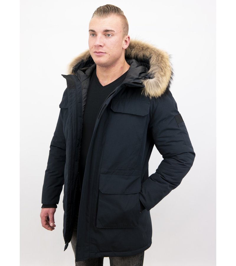 Enos Men Parka Whiter Coat Long - Blue