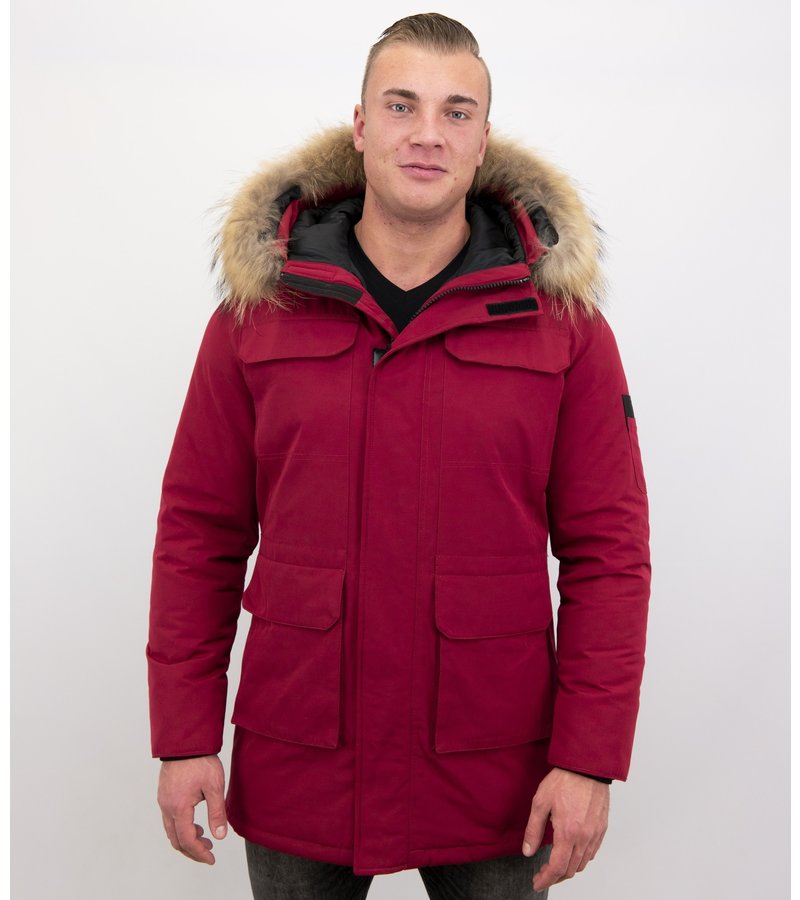 Enos Men Parka Whiter Coat Long - Red