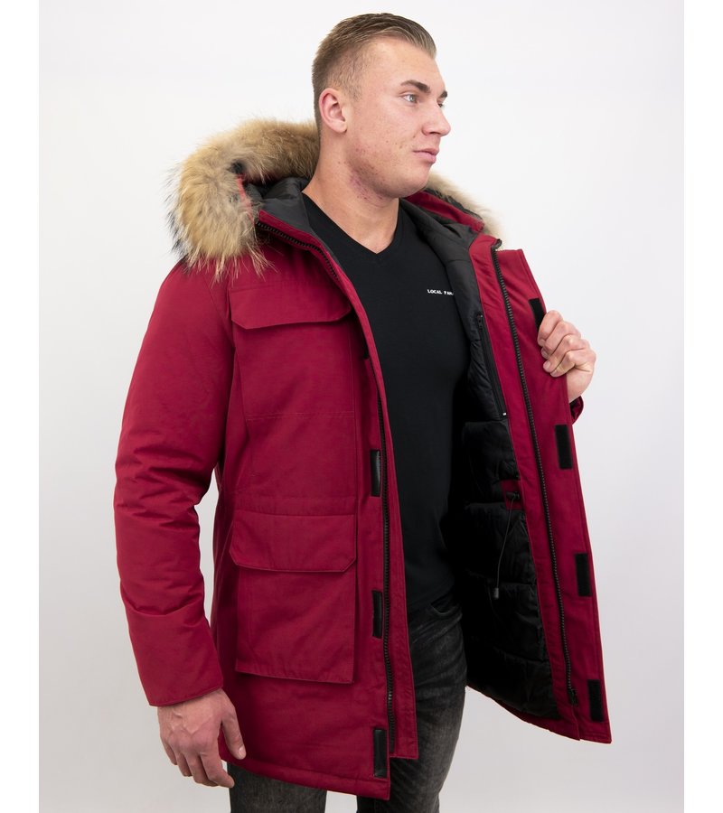 Enos Men Parka Whiter Coat Long - Red