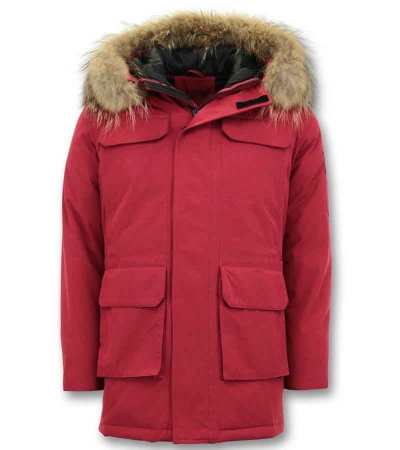 Enos Men Parka Whiter Coat Long - Red