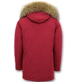 Enos Men Parka Whiter Coat Long - Red