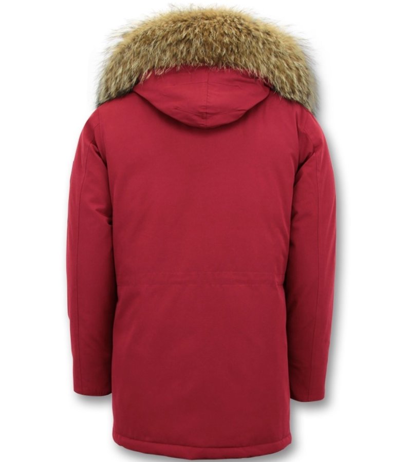 Enos Men Parka Whiter Coat Long - Red