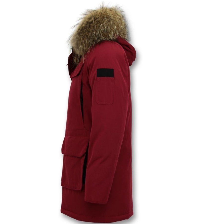 Enos Men Parka Whiter Coat Long - Red