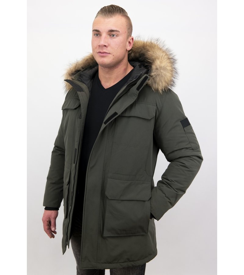 Enos Men Parka Whiter Coat Long - Green