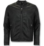 Enos Men Biker Leather Jacket  - Black