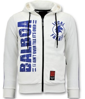 Local Fanatic Rocky Balboa Printed Zip Hoodie - White