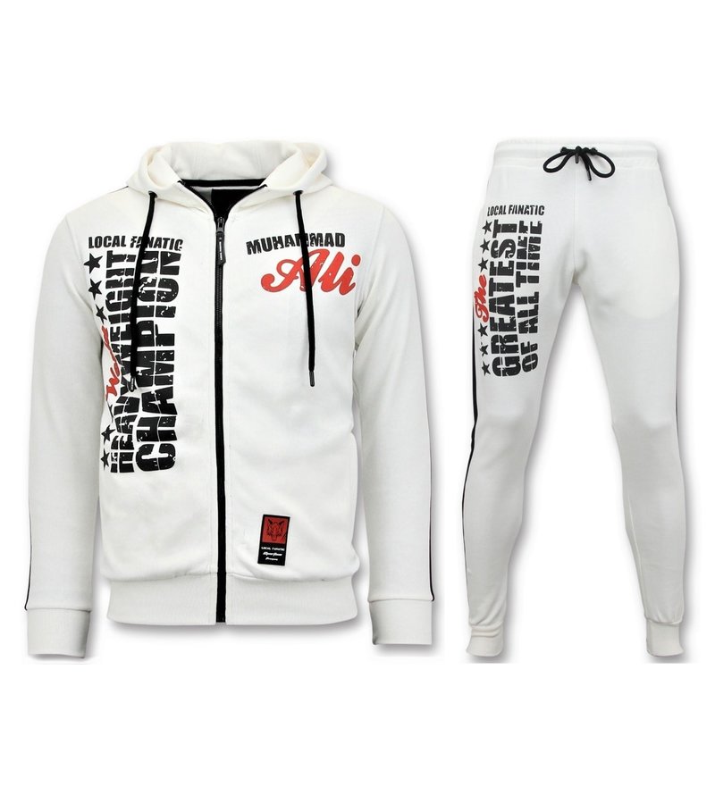 Muhammad Ali Printed Tracksuit Set White - Styleitaly.eu