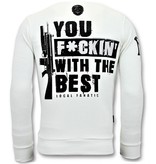 Local Fanatic Shooting Duck Gun Printed Sweater - White