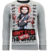 Local Fanatic  Bloody Chucky Printed Sweatshirt - Grey
