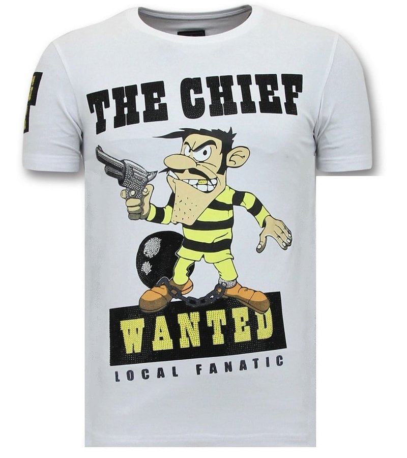 Local Fanatic The Chief Wanted Printed Men T Shirt - White