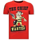 Local Fanatic The Chief Wanted Printed Men T Shirt - Red