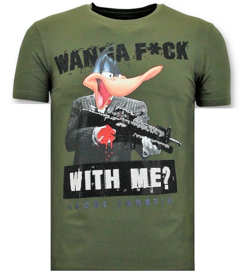 Local Fanatic T Shirt Shooting Duck With Gun - Green
