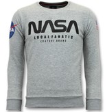 Local Fanatic Nasa American Flag Printed Sweatshirt - Grey